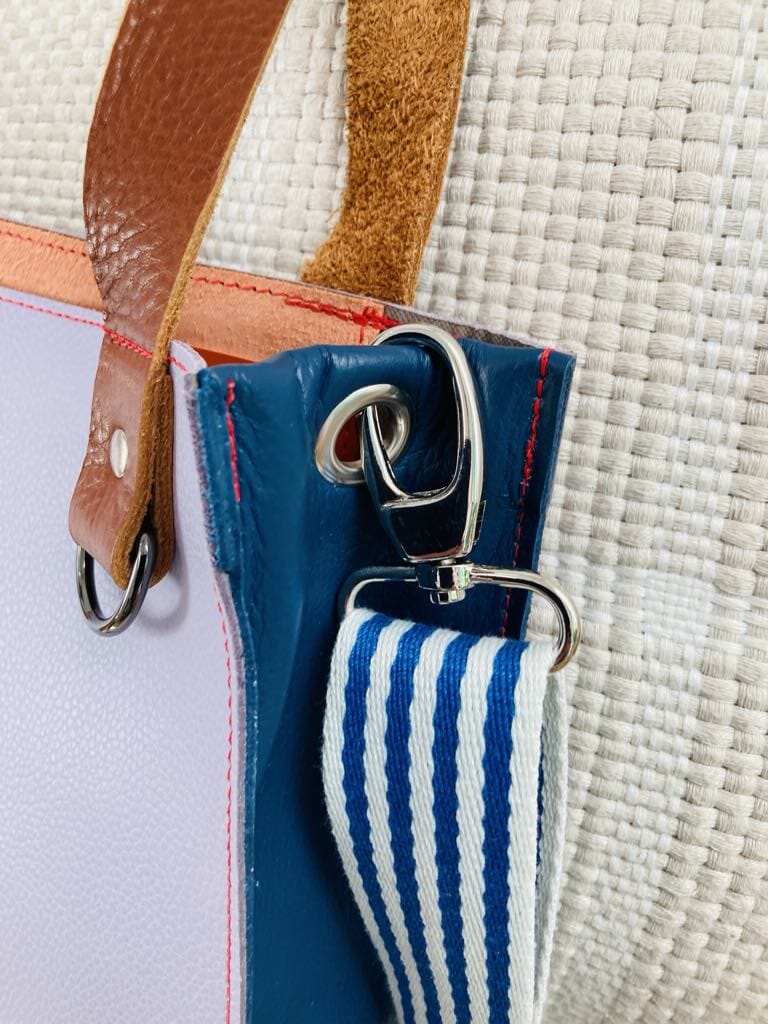 The Everyday Leather Tote & Crossbody Lavender/Blue