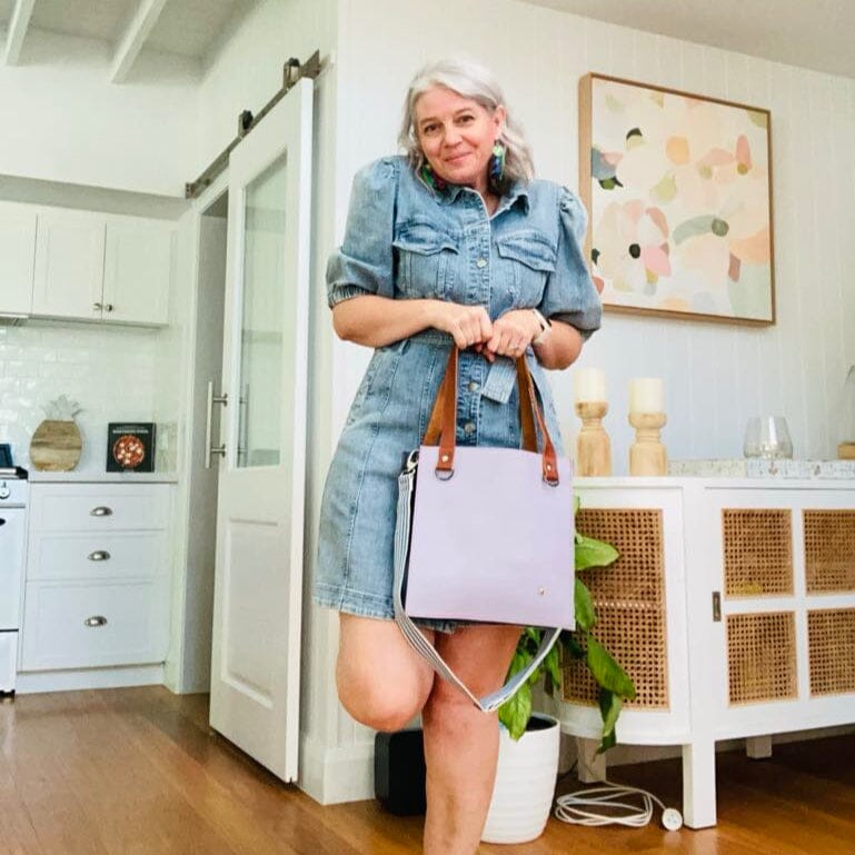 The Everyday Leather Tote & Crossbody Lavender/Blue
