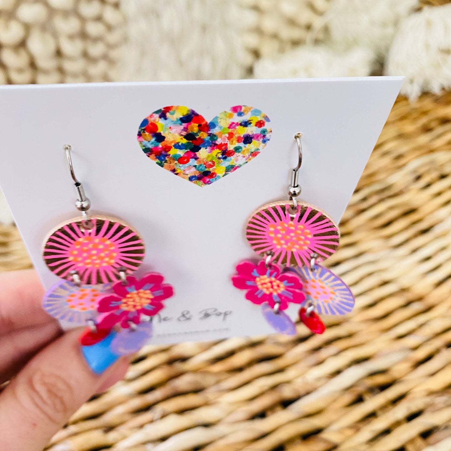 Bouquet of Blooms - Midi 3 - Leather Earrings