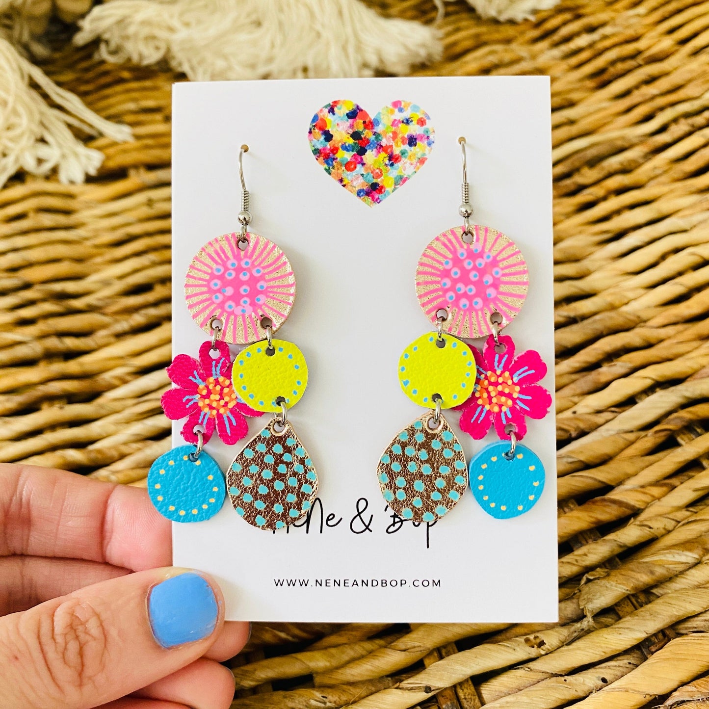 Bouquet of Blooms - Midi 2 - Leather Earrings