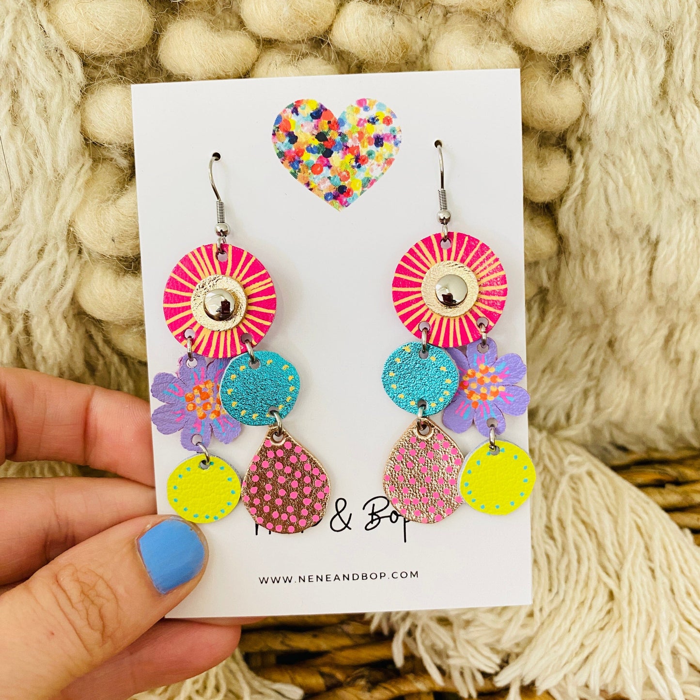 Bouquet of Blooms - Midi 6 - Leather Earrings