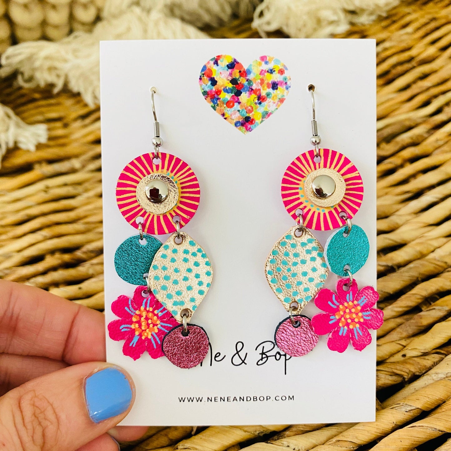 Bouquet of Blooms - Midi 4 - Leather Earrings