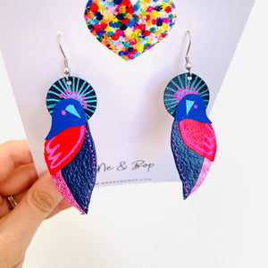 Flock 10 - Hand Painted Leather Earrings