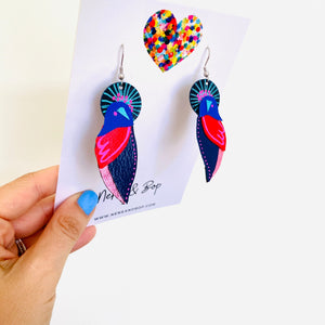 Flock 10 - Hand Painted Leather Earrings