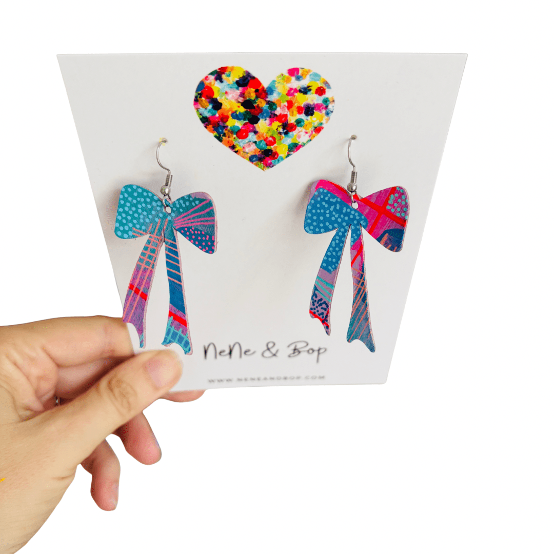 Bow-tiful Plaid - Leather Earrings