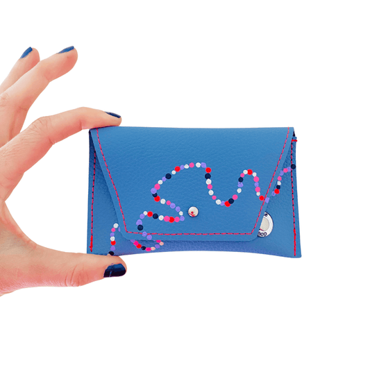 Leather Pocket Purse - Petrol Blue Brisbane River