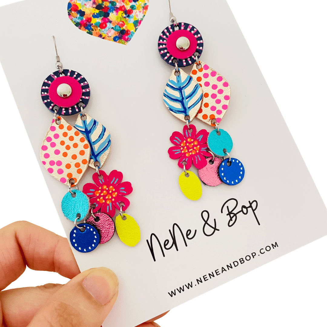 Bouquet of Blooms - Mega Mix - Leather Earrings