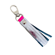 Load image into Gallery viewer, Leather Tassel Charm - Silver Pink