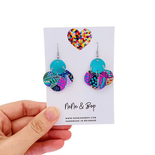 Mini Earrings - Tropical Pebbles - Teal