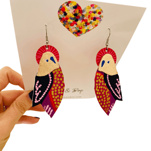 Flock Regal - Hand Painted Leather Earrings - Various sizes