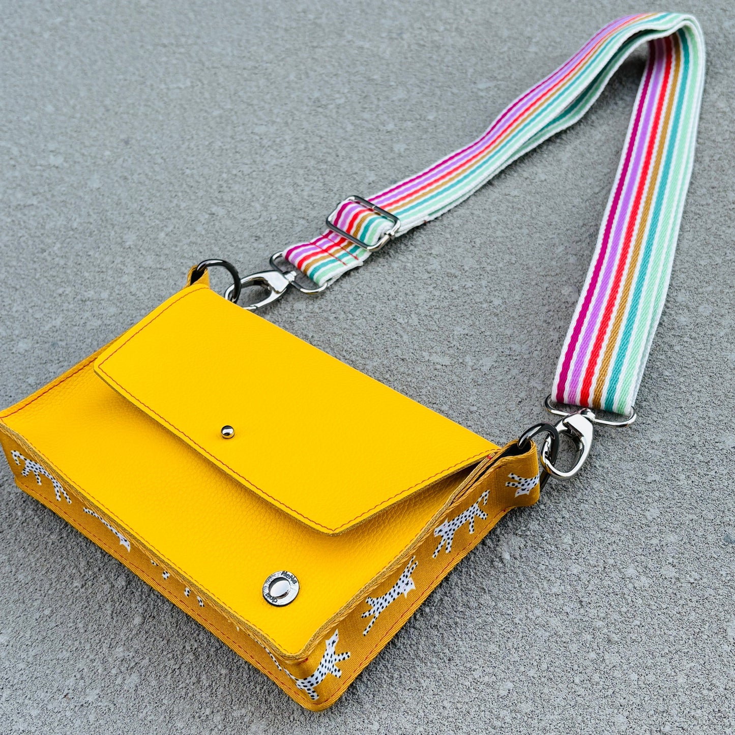 ALLY Mini - 4 in 1 Leather Bag - Sunshine Yellow/Cat