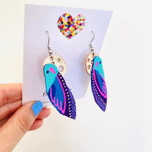 Load image into Gallery viewer, Flock 28 - Hand Painted Leather Earrings