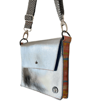 Load image into Gallery viewer, ALLY Leather Crossbody bag - Midi - Silver with Pastel Painted side