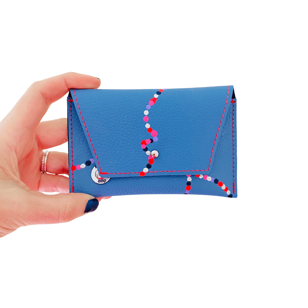 Leather Pocket Purse - Petrol Blue Yarra River