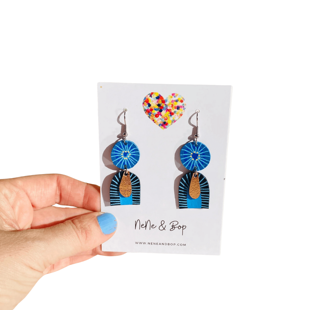 Goldilocks Collection - Blue - Mini - Leather Earrings