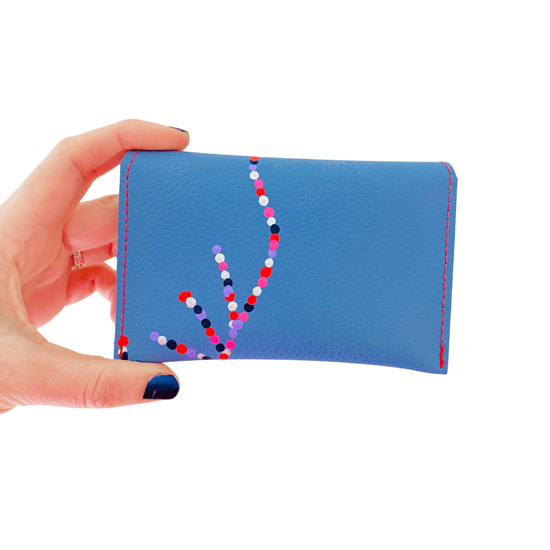 Leather Pocket Purse - Petrol Blue Yarra River