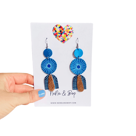 Goldilocks Collection - Blue - Midi - Leather Earrings