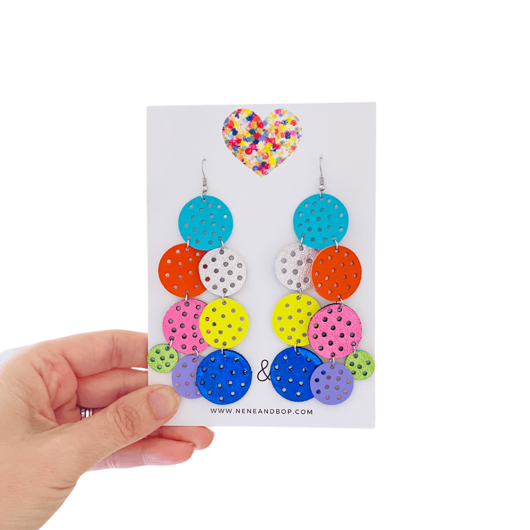 Mega Plus Pebbles - Citrus Leather Earrings