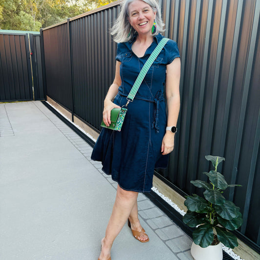 ALLY Mini - 4 in 1 Leather Bag - Green/Ditsy Floral