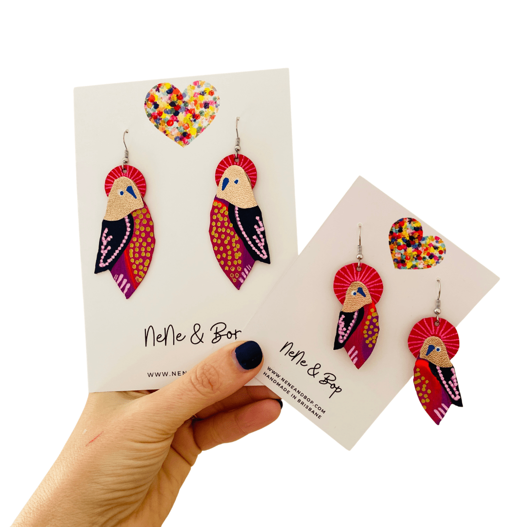 Flock Regal - Hand Painted Leather Earrings - Various sizes