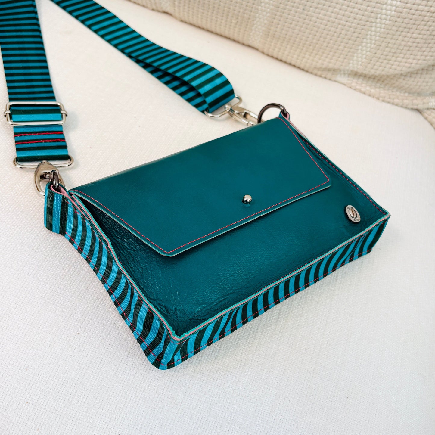 ALLY Mini - 4 in 1 Leather Bag - Green Stripe