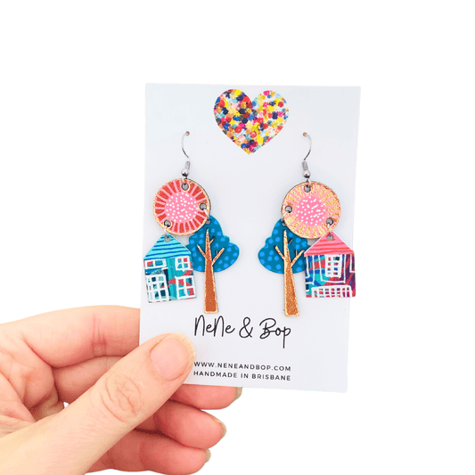 Country Cottage - Midi - Leather Earrings