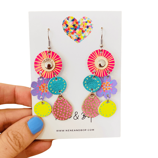Bouquet of Blooms - Midi 6 - Leather Earrings