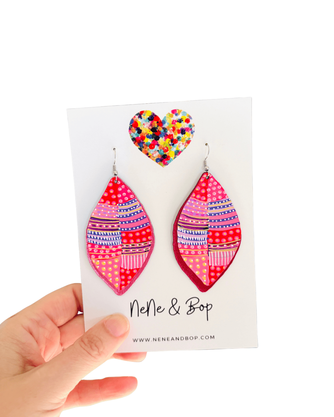 Be-leaf Pink/Red Hand Painted Earrings - Various sizes