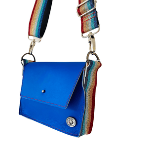 ALLY Mini - 4 in 1 Leather Bag - Electric Blue Glitter Rainbow