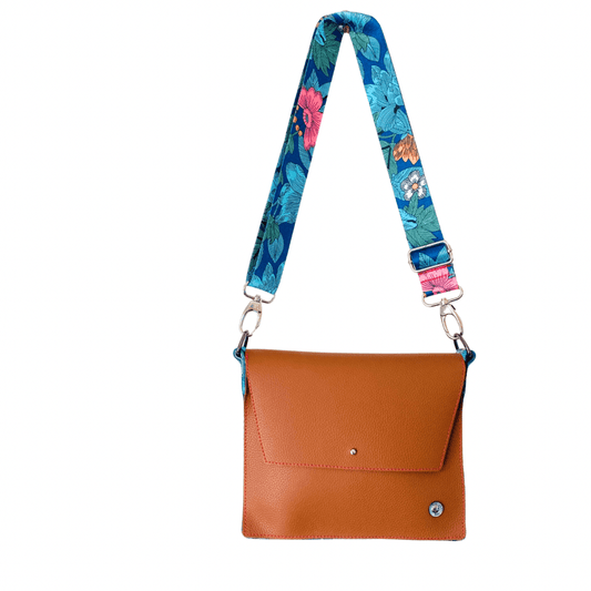 ALLY Leather Crossbody bag - Midi - Camel Floral