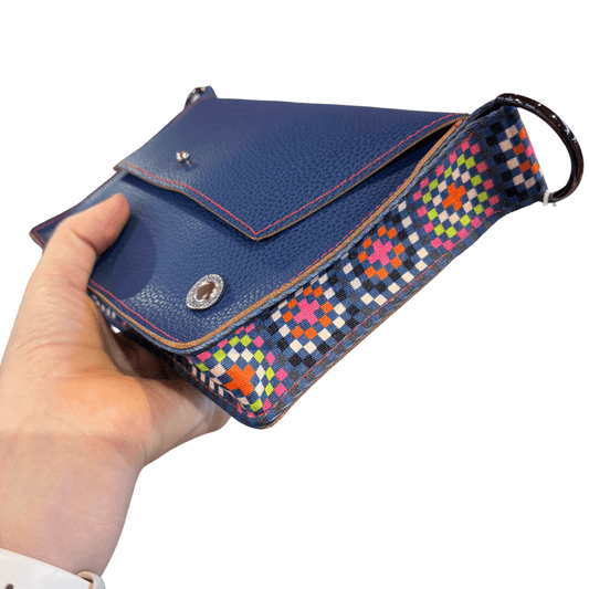 ALLY Mini - 4 in 1 Leather Bag - Deep Blue/Crochet