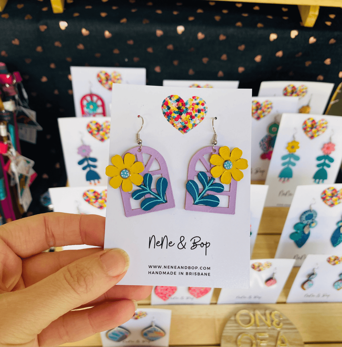 Framed Florals - Midi - Leather Earrings