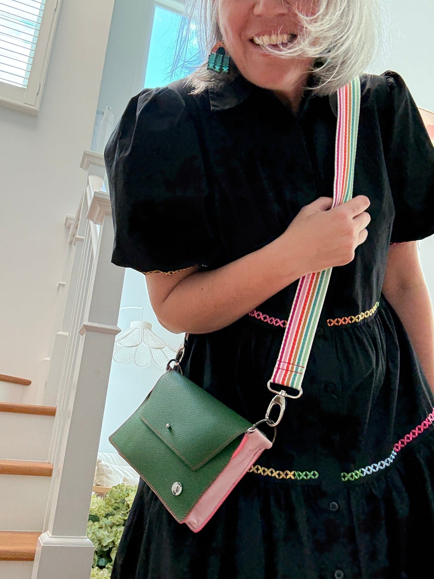 ALLY Mini - 4 in 1 Leather Bag - Green/Blush