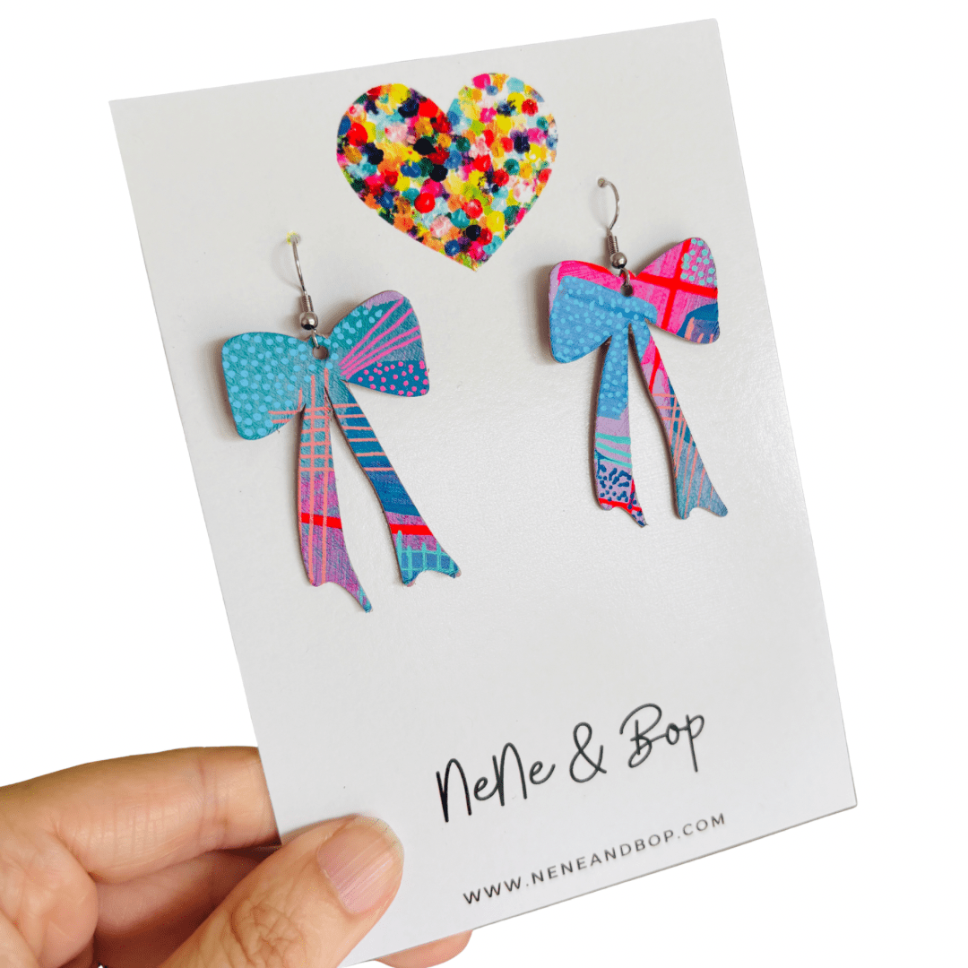 Bow-tiful Plaid - Leather Earrings