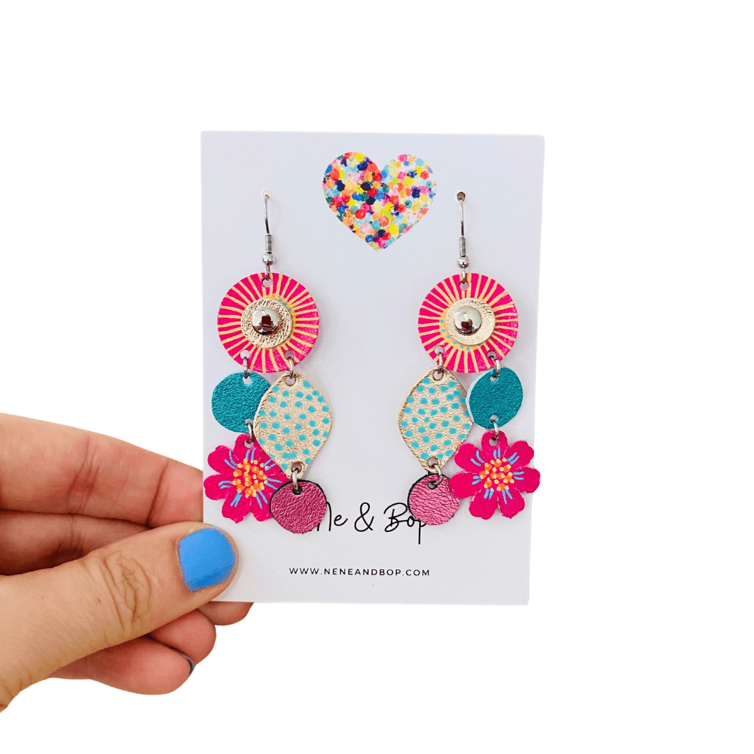 Bouquet of Blooms - Midi 4 - Leather Earrings