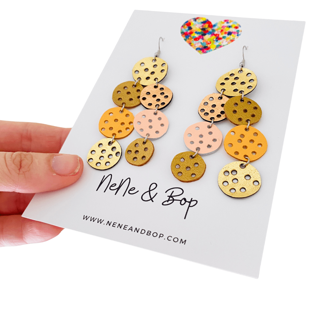 Tonal Mega - Gold - Leather Earrings