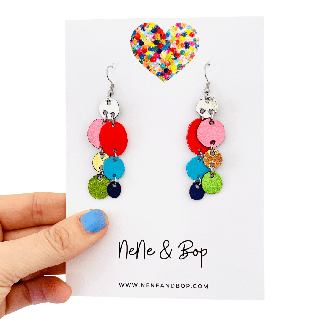Rainbow Pebbles - Super Mini - Leather Earrings