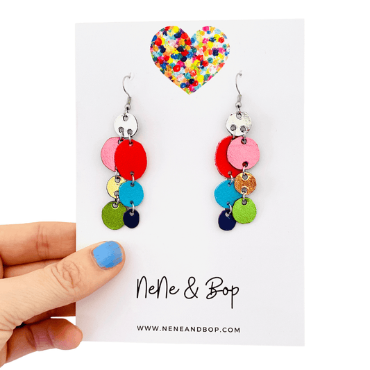 Rainbow Pebbles - Super Mini - Leather Earrings