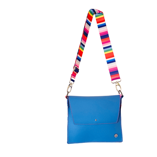 ALLY Leather Crossbody bag - Midi - Dusky Blue Pebble