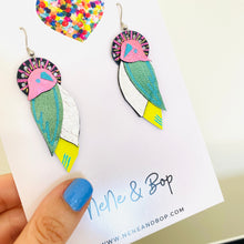 Load image into Gallery viewer, Flock 13 - Hand Painted Leather Earrings