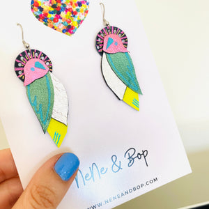 Flock 13 - Hand Painted Leather Earrings