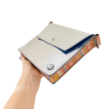 Load image into Gallery viewer, ALLY Leather Crossbody bag - Midi - Silver with Pastel Painted side