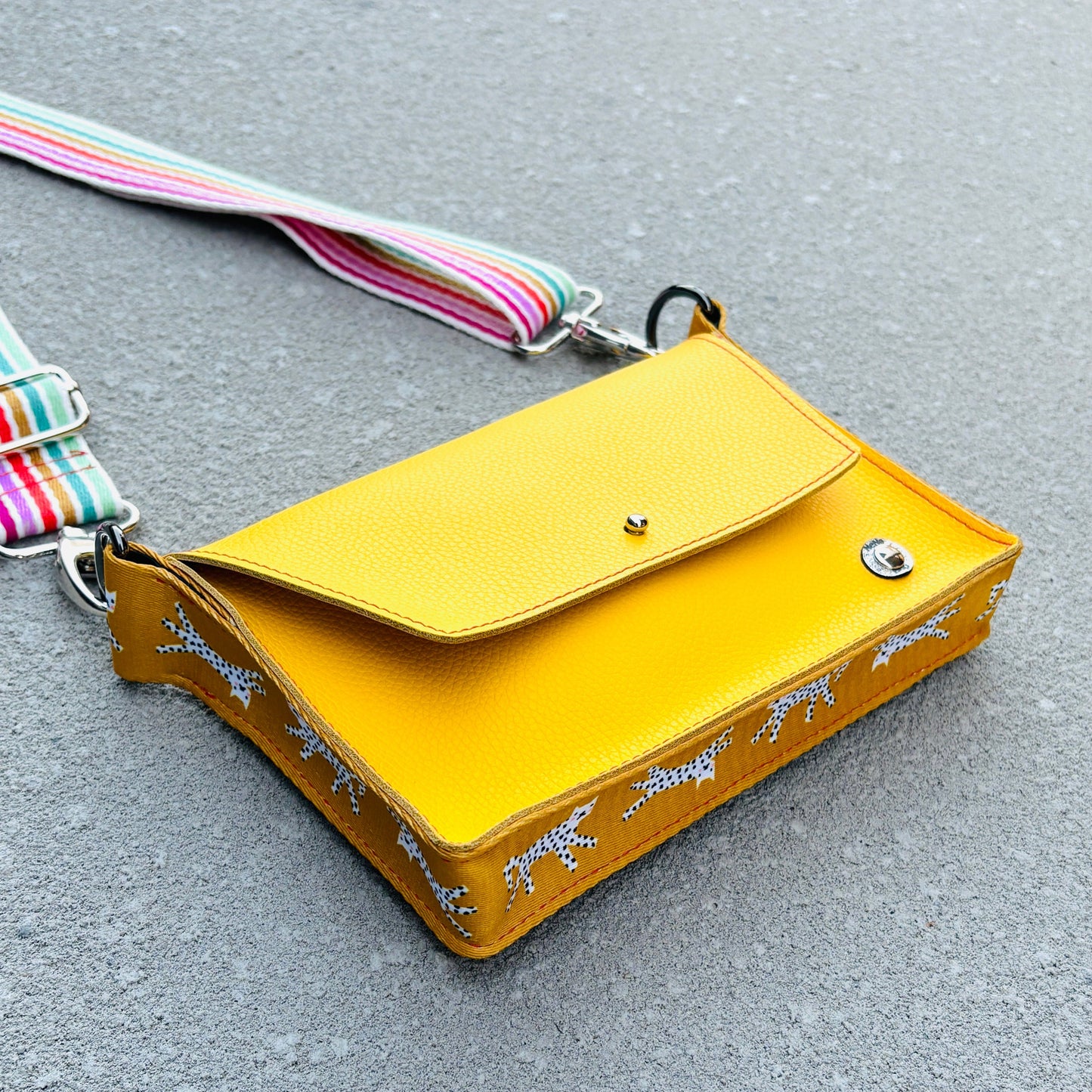 ALLY Mini - 4 in 1 Leather Bag - Sunshine Yellow/Cat