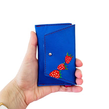 Load image into Gallery viewer, Leather Pocket Purse - Metallic Blue Strawberries