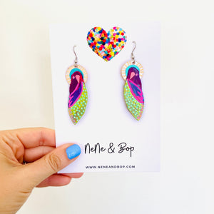 Flock 21 - Hand Painted Leather Earrings