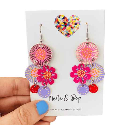 Bouquet of Blooms - Midi 3 - Leather Earrings