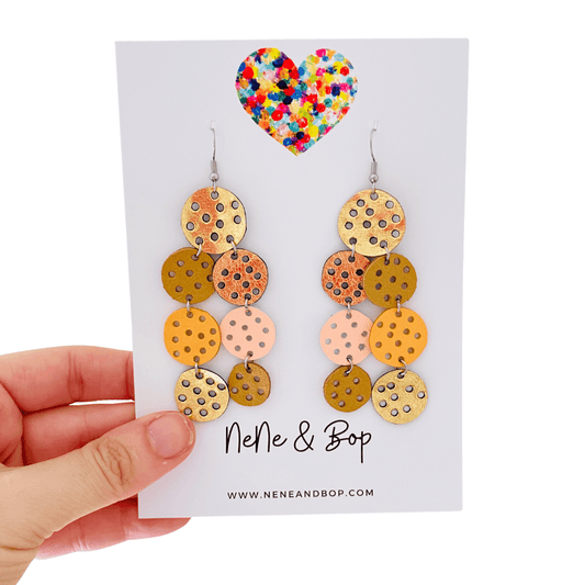 Tonal Mega - Gold - Leather Earrings