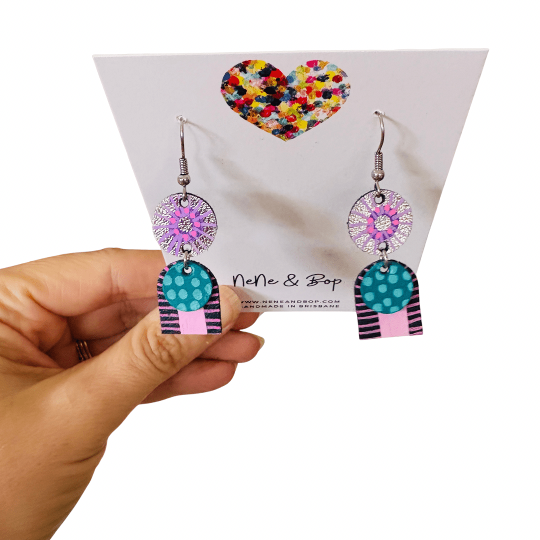 Goldilocks Collection - Pink Short - Mini - Leather Earrings