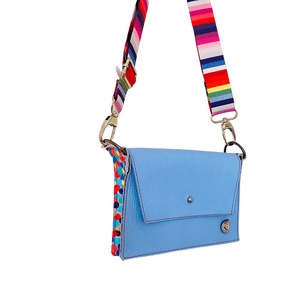 ALLY Mini - 4 in 1 Leather Bag - Powder Blue Painted Spots