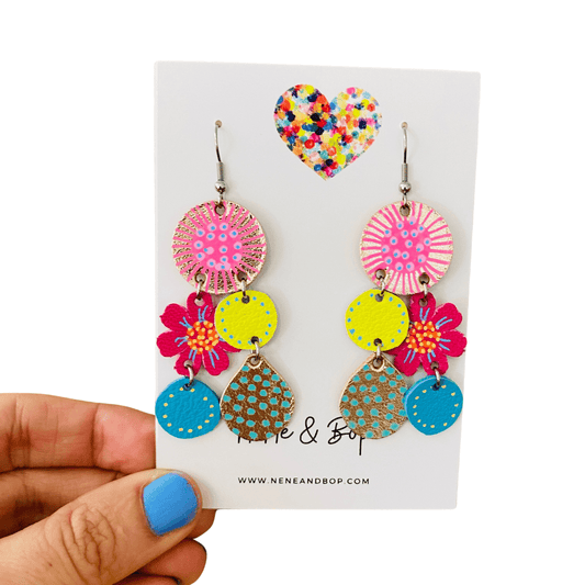 Bouquet of Blooms - Midi 2 - Leather Earrings